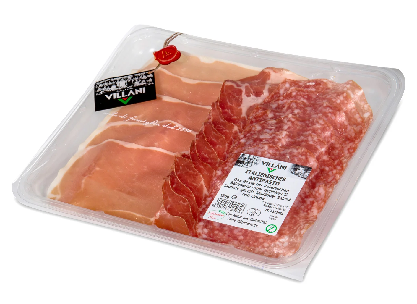 Rohschinken, Salami und Coppa in Scheiben Rohschinken, Salami und Coppa in Scheiben