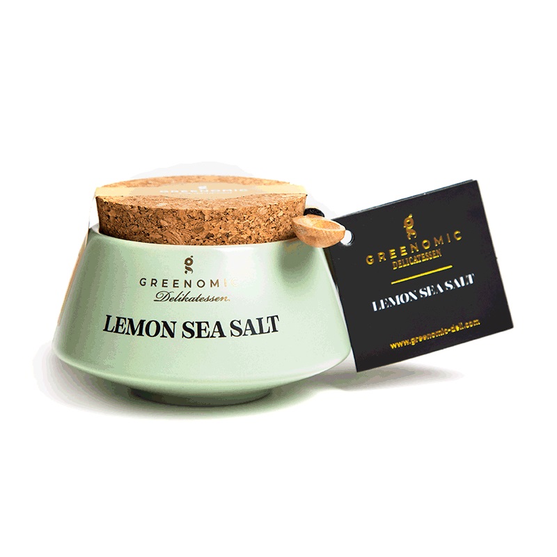Japanese style pot Lemon Sea Salt with spoon